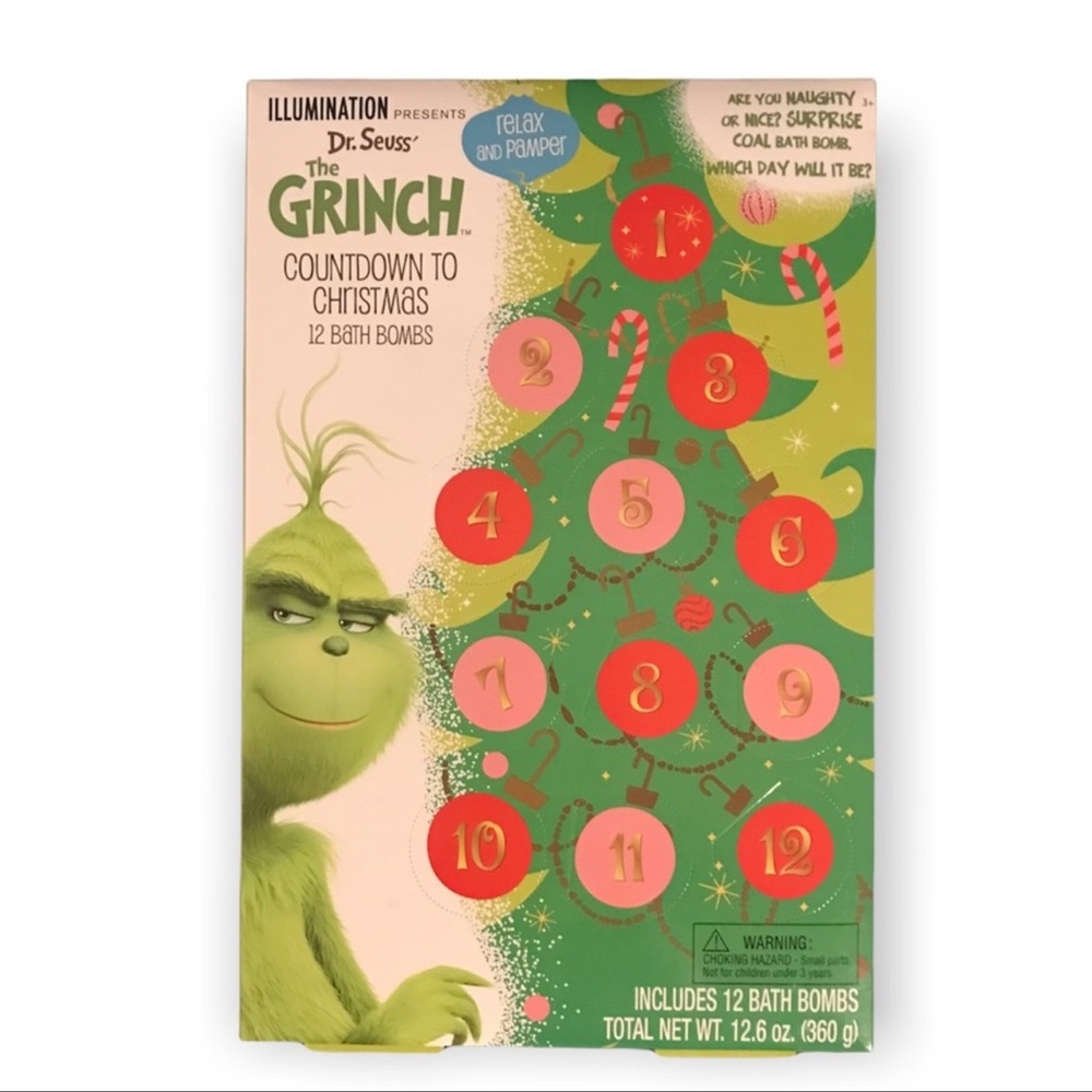 Grinch Countdown to Christmas 12 Bath Bombs Surprise Coal Dr Seuss Illumination